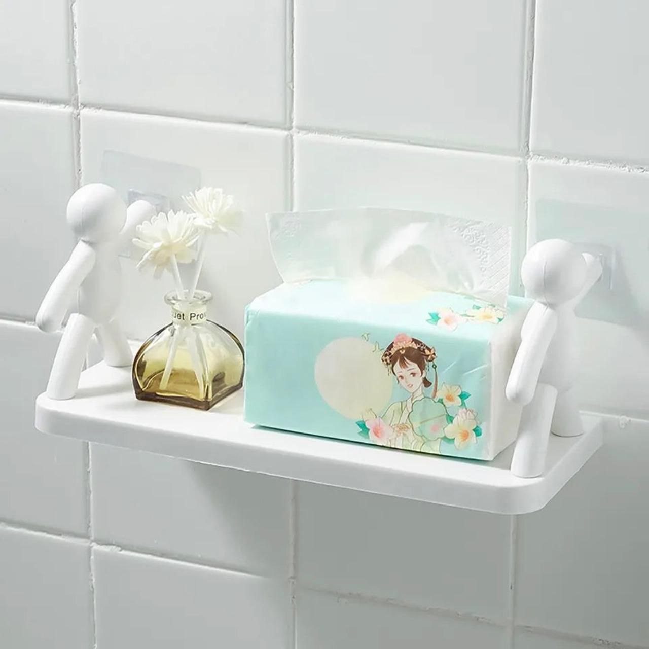 Sticky bathroom shelf